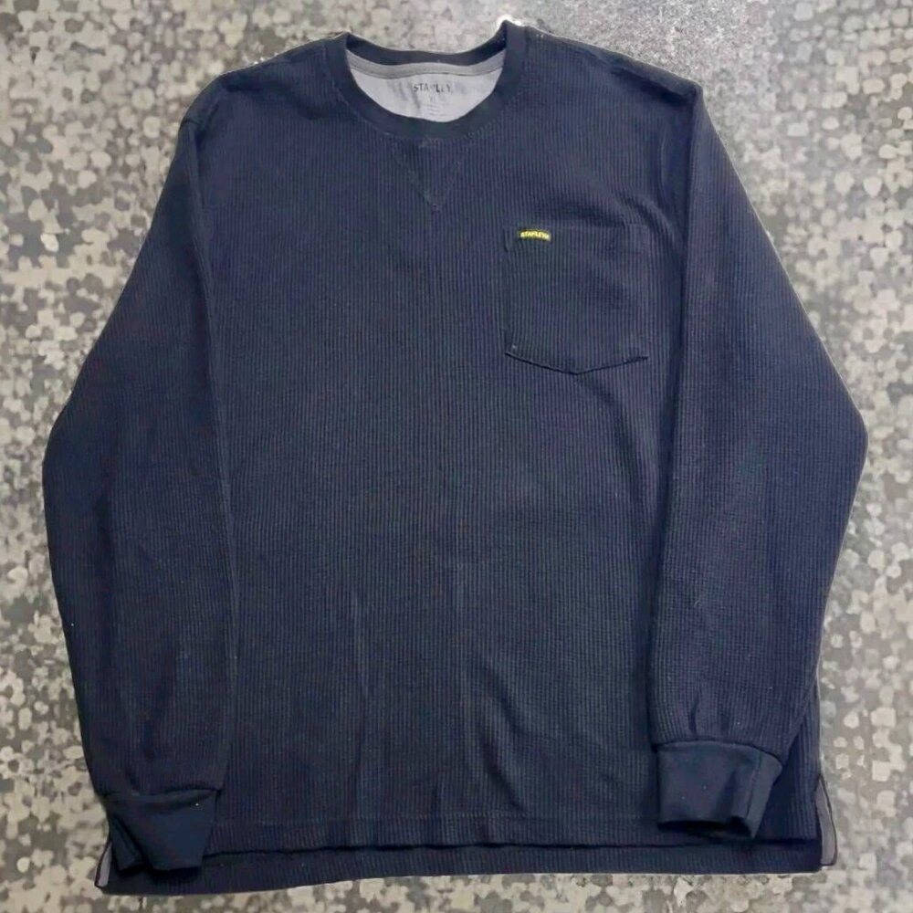 Stanley Navy Blue Waffle Long Sleeve Crew Neck XXL Cotton Blend W/ Front Pocket